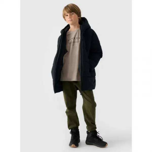 Chlapčenská bunda 4F JUNIOR DOWN JACKET-JWAW24TDJAM464-20S-DEEP BLACK