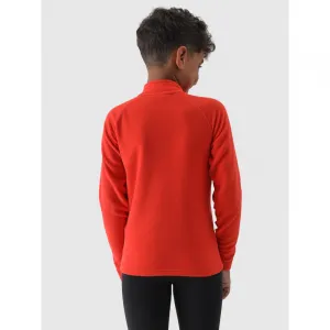 Chlapčenská lyžiarska flisová mikina 4F JUNIOR FLEECE UNDERWEAR-JWAW24UFLEM050-62S-RED