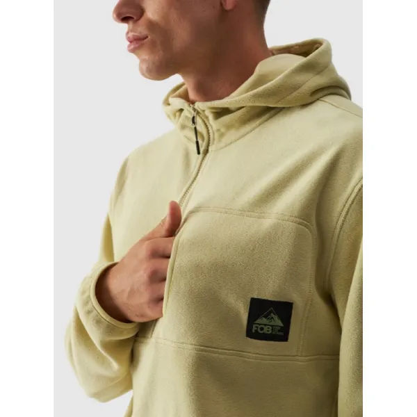 Pánska flisová mikina so zipsom 4F FLEECE-WAW24TFLEM252-44S-OLIVE