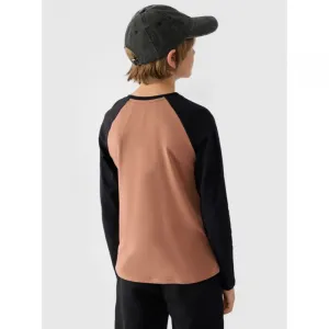 Chlapčenské tričko s dlhým rukávom 4F JUNIOR LONGSLEEVE-JWAW24TLONM293-65S-PALE CORAL