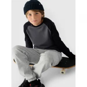 Chlapčenské tričko s dlhým rukávom 4F JUNIOR LONGSLEEVE-JWAW24TLONM293-22S-ANTHRACITE
