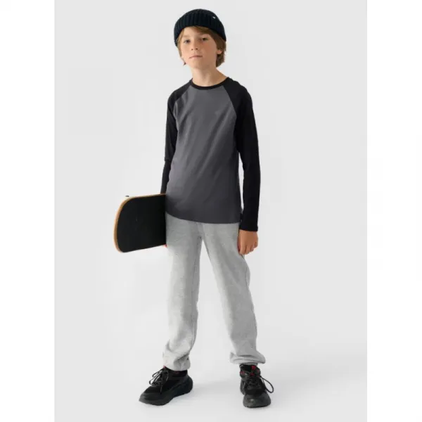 Chlapčenské tričko s dlhým rukávom 4F JUNIOR LONGSLEEVE-JWAW24TLONM293-22S-ANTHRACITE