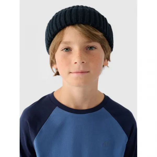 Chlapčenské tričko s dlhým rukávom 4F JUNIOR LONGSLEEVE-JWAW24TLONM293-32S-DENIM