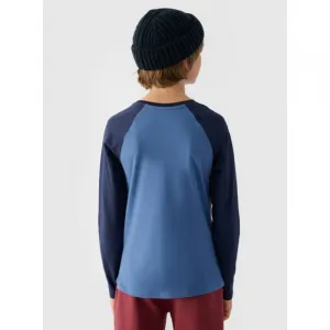 Chlapčenské tričko s dlhým rukávom 4F JUNIOR LONGSLEEVE-JWAW24TLONM293-32S-DENIM