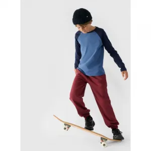 Chlapčenské tričko s dlhým rukávom 4F JUNIOR LONGSLEEVE-JWAW24TLONM293-32S-DENIM