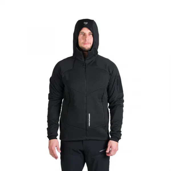 Pánska turistická mikina so zipsom NORTHFINDER GIOELE-411greyblack