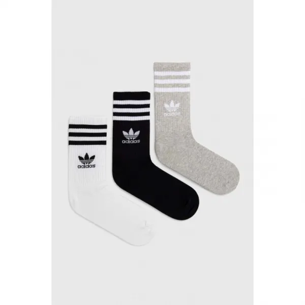 Ponožky ADIDAS ORIGINALS 3 PACK-CREW SOCK-WHITE MGREYH BLACK
