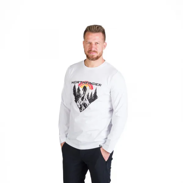 Pánske turistické tričko s dlhým rukávom NORTHFINDER CLAIR-377white
