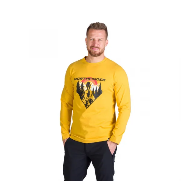 Pánske turistické tričko s dlhým rukávom NORTHFINDER CLAIR-314goldenyellow