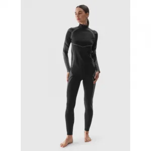 Dámska zateplená lyžiarska mikina s 1 2 zipsom 4F SEAMLESS UNDERWEAR-WAW24USEAF160-20S-DEEP BLACK