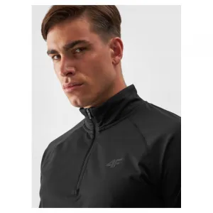 Pánska zateplená lyžiarska mikina s 1 2 zipsom 4F BRUSHED UNDERWEAR-WAW24UBRUM076-20S-DEEP BLACK