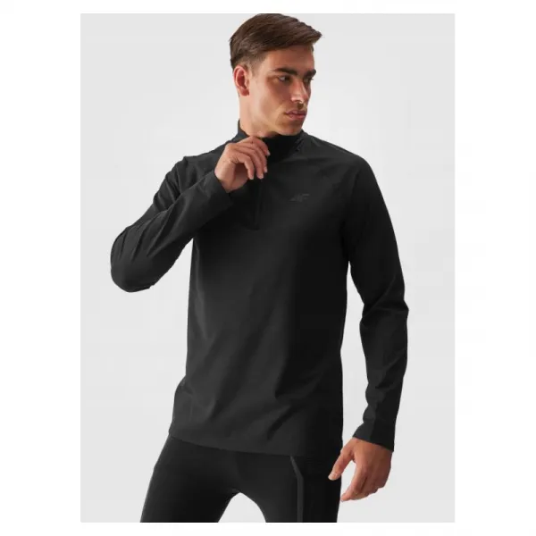 Pánska zateplená lyžiarska mikina s 1 2 zipsom 4F BRUSHED UNDERWEAR-WAW24UBRUM076-20S-DEEP BLACK