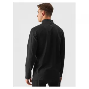 Pánska zateplená lyžiarska mikina s 1 2 zipsom 4F BRUSHED UNDERWEAR-WAW24UBRUM076-20S-DEEP BLACK