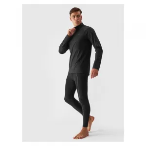 Pánska zateplená lyžiarska mikina s 1 2 zipsom 4F BRUSHED UNDERWEAR-WAW24UBRUM076-20S-DEEP BLACK