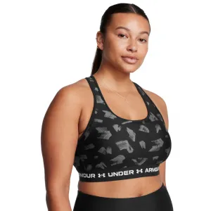 Dámska tréningová športová podprsenka UNDER ARMOUR Crossback Mid Print-BLK