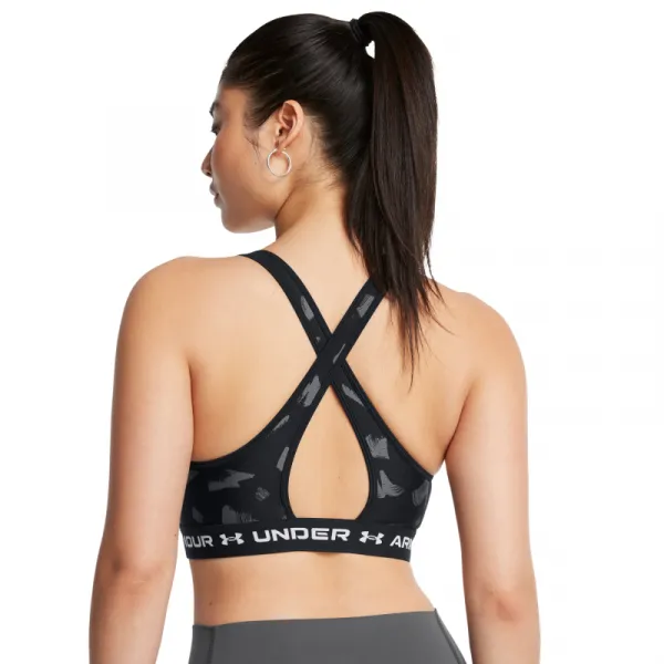 Dámska tréningová športová podprsenka UNDER ARMOUR Crossback Mid Print-BLK