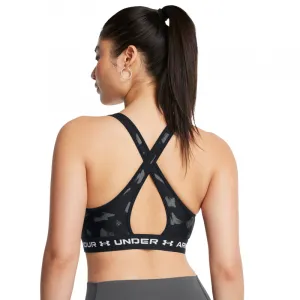 Dámska tréningová športová podprsenka UNDER ARMOUR Crossback Mid Print-BLK