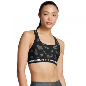 Dámska tréningová športová podprsenka UNDER ARMOUR Crossback Mid Print-BLK