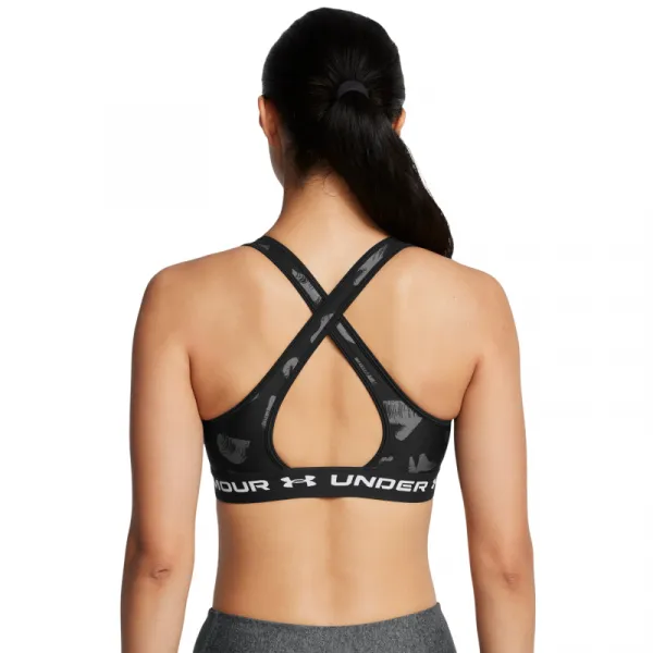 Dámska tréningová športová podprsenka UNDER ARMOUR Crossback Mid Print-BLK