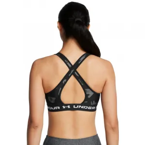 Dámska tréningová športová podprsenka UNDER ARMOUR Crossback Mid Print-BLK