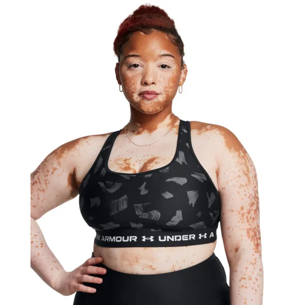 Dámska tréningová športová podprsenka UNDER ARMOUR Crossback Mid Print-BLK