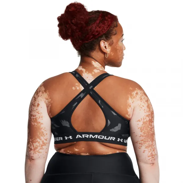 Dámska tréningová športová podprsenka UNDER ARMOUR Crossback Mid Print-BLK