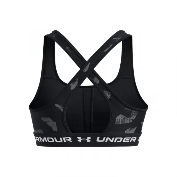 Dámska tréningová športová podprsenka UNDER ARMOUR Crossback Mid Print-BLK