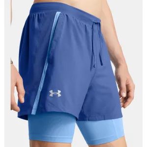 Pánske tréningové kraťasy UNDER ARMOUR UA LAUNCH 5 2-IN-1 SHORTS-BLU