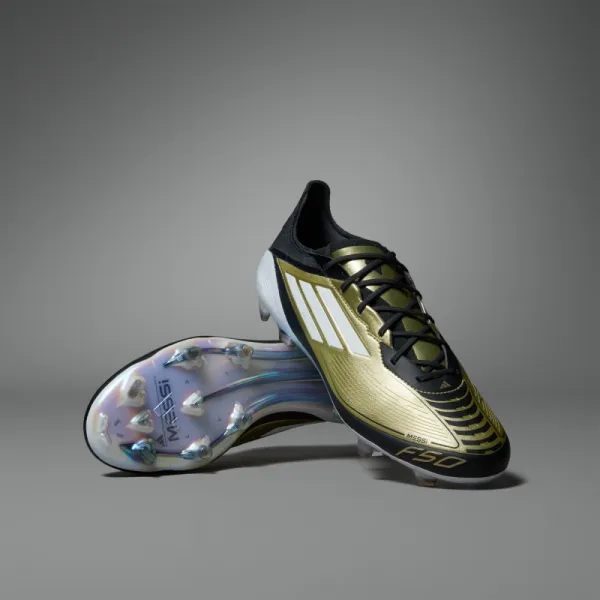Pánske futbalové kopačky outdoorové ADIDAS F50 Elite Messi M FG gold metallic cloud white core black