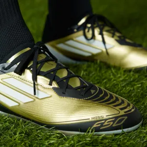 Pánske futbalové kopačky outdoorové ADIDAS F50 Elite Messi M FG gold metallic cloud white core black