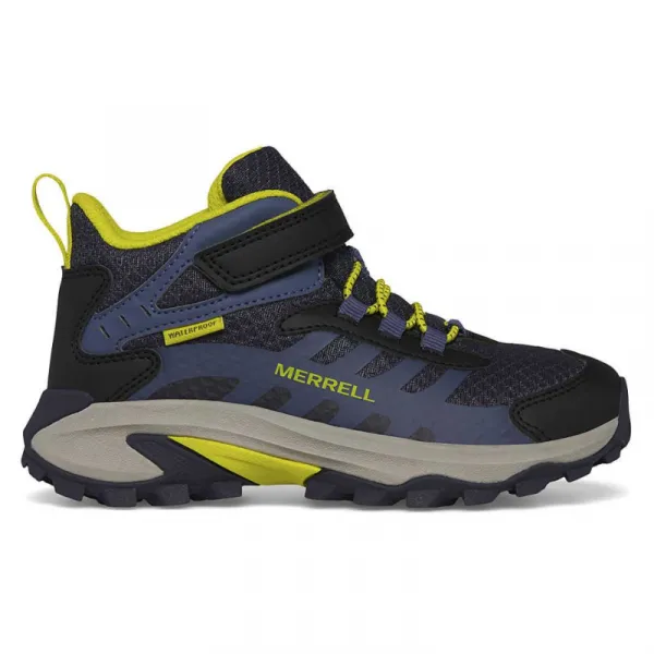Chlapčenská členková turistická obuv MERRELL Moab Speed 2 Mid A C WTRPF navy hiviz