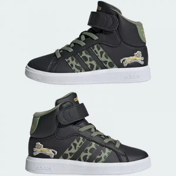 Chlapčenská rekreačná obuv ADIDAS Grand Court Mid Lion King K carbon green