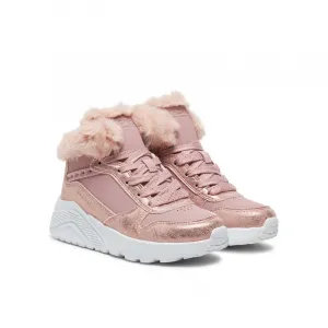 Dievčenské členkové zimné topánky SKECHERS Uno Lite Comfurt Collar mauve