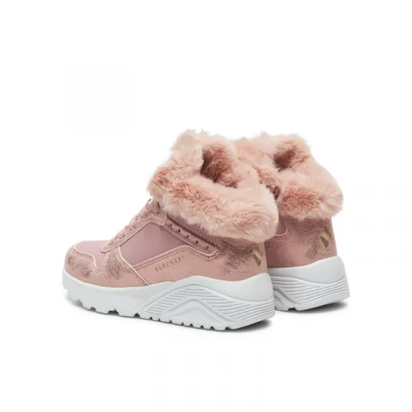 Dievčenské členkové zimné topánky SKECHERS Uno Lite Comfurt Collar mauve