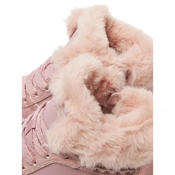 Dievčenské členkové zimné topánky SKECHERS Uno Lite Comfurt Collar mauve