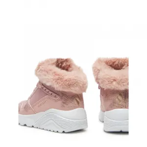 Dievčenské členkové zimné topánky SKECHERS Uno Lite Comfurt Collar mauve