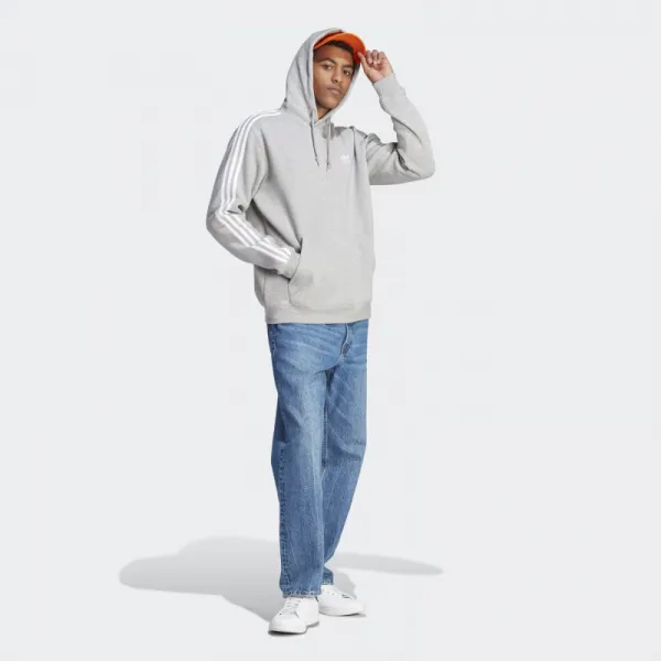 Pánska zateplená mikina s kapucňou ADIDAS ORIGINALS 3-stripes hoody-Grey