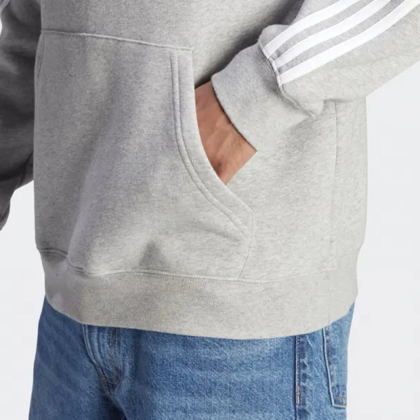 Pánska zateplená mikina s kapucňou ADIDAS ORIGINALS 3-stripes hoody-Grey