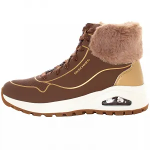 Dámske členkové zimné topánky SKECHERS Uno Rugged Zip Up taupe gold