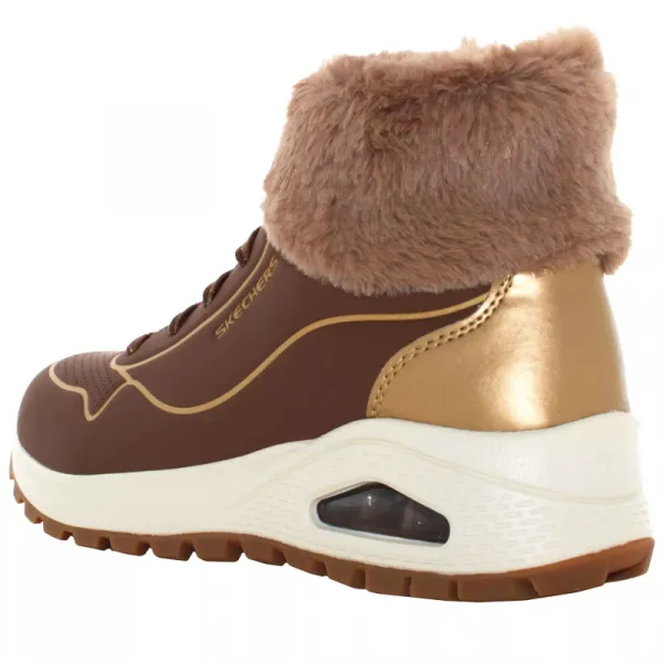 Dámske členkové zimné topánky SKECHERS Uno Rugged Zip Up taupe gold