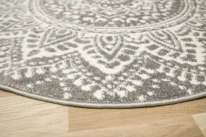 Koberec Lima G757A mandala, krémový / sivý kruh