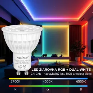 LEDprodukt LED žiarovka GU10 4W stmievateľná RGB + DUAL-WHITE