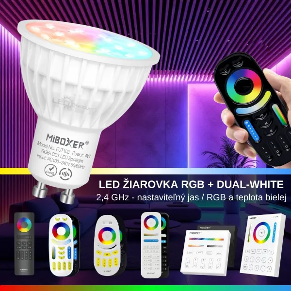 LEDprodukt LED žiarovka GU10 4W stmievateľná RGB + DUAL-WHITE