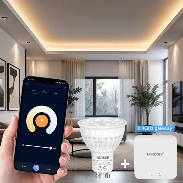 LEDprodukt LED žiarovka GU10 4W stmievateľná RGB + DUAL-WHITE