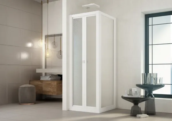 FORTE - Sprchová zástena DOMINO - Farba rámu zásteny - Plast biely, Rozmer A - 100, Smer zatváranie - Univerzálny Ľavé / Pravé, Výplň - Polystyrol 2,2 mm (acrilico), Výška - 185 BSDOM10P