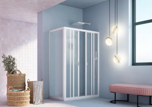 FORTE - Sprchové dvere MAESTRO CENTRALE - Farba rámu zásteny - Plast biely, Rozmer A - 160, Smer zatváranie - Univerzálny Ľavé / Pravé, Výplň - Polystyrol 2,2 mm (acrilico), Výška - 185 BSMAC16P