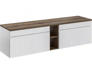 Comad Koupelnová sestava Iconic s deskou, umyvadly, skříňkami a zrcadlem 180 cm bílá/dub santa fe vintage