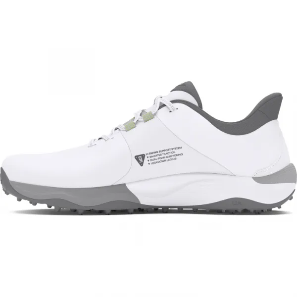 Pánske golfové topánky s&nbsp;hrotmi UNDER ARMOUR UA Drive Pro SL Wide white white metallic gun metal