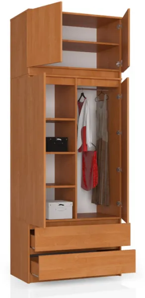 Ak furniture Šatní skříň s nástavcem Star 90 cm olše