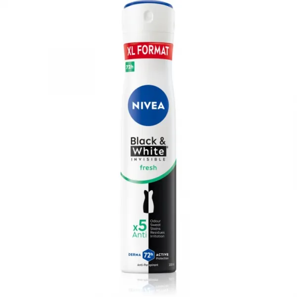 NIVEA Black & White Invisible Fresh + Antibacterial antiperspirant v spreji pre ženy 200 ml